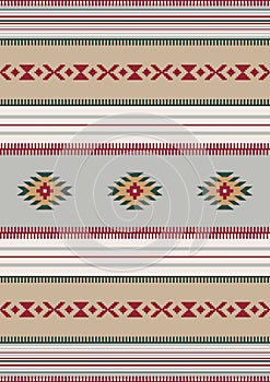Ethnic Mexican geometric ornament. Vector seamless native tribal pattern. Boho style blanket, rug.