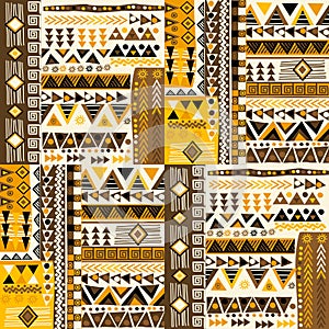 Ethnic motifs in doodle style seamless pattern