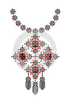 Ethnic necklace embroidery, pixel tribal design