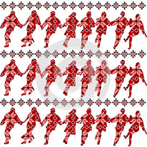 Ethnic ornament pattern with dancers