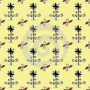 Ethnic ornament seamless retro flowers pattern