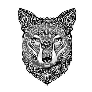 Ethnic ornamented fox or dog. Vector illustration