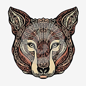 Ethnic ornamented jackal, coyote, wolf or dog. Vector illustration