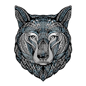 Ethnic ornamented wolf or dog. Vector illustration