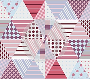 Ethnic patchwork pattern in pink and grey tones. Seamless background