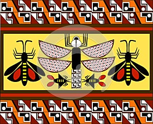 Ethnic pattern of American Indians: the Aztecs, the Mayans, the Incas. Vector illustration