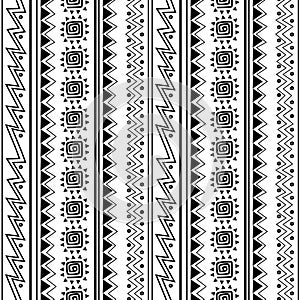 Ethnic pattern drawing background with seamless hand drawn black and white color abstract african style for print and fashion