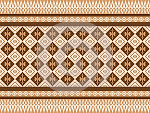 Ethnic pattern design for fabric, wallpaper, background in earth tone with light line bar. Wallpaper in seamless design.