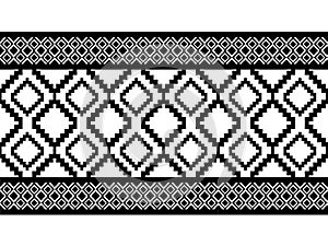Ethnic pattern with line bar in black and white tone. Pattern design for fabric and background.