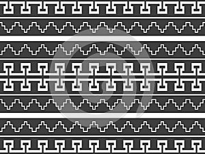 Ethnic pattern with line bar in black and white tone. Pattern design for fabric and background.