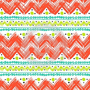 Ethnic pattern painted with zigzag brushstrokes