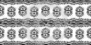 Ethnic pattern with seamless symbol elements hand drawn cultural background abstract trendy aztec african maya ancient in black