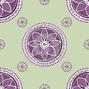 Ethnic pattern seamless textile ornament with purple yellow green blue doodle hand dawn abstract graphic flower , vector illustrat