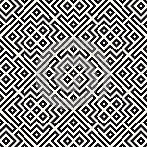 Ethnic pattern vector design. Seamless lattice background. Square repeating lines elements.