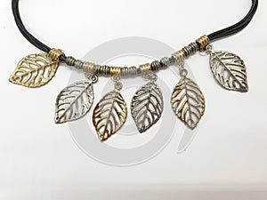 Ethnic Retro Vintage Classic Woman Necklace from Stainless Steel Aluminium Gold and Silver Color in White  Background 08