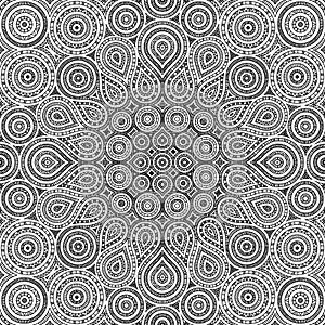 Ethnic seamless hypnotizing pattern. endless lines and circles with handdrawn lines