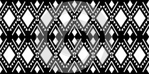 Ethnic seamless pattern black and white colors with geometric symbol ancient drawing background for fashion textile print vector