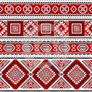 Ethnic seamless pattern with black, white, red colors