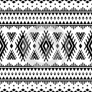 Ethnic seamless pattern in black and white. Vector illustration in style of tribal with Native American motives.