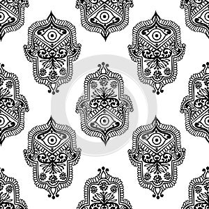 Ethnic seamless pattern with hamsa