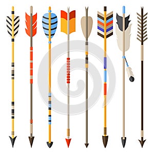 Ethnic set of indian arrows in native style photo