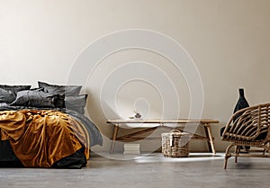 Ethnic style bedroom interior background