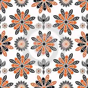 Ethnic Style Folkart Floral Vector Pattern