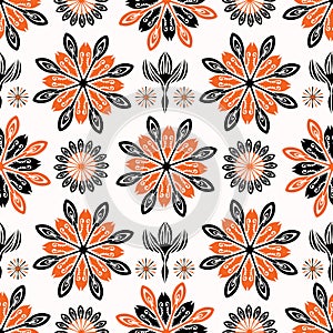Ethnic Style Folkart Floral Vector Pattern photo