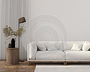 Ethnic style living room with white sofa