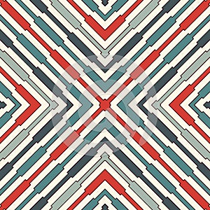Ethnic style seamless pattern with geometric figures. Repeated stripes ornamental abstract background. Tribal motif