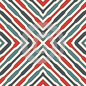 Ethnic style seamless pattern with geometric figures. Repeated stripes ornamental abstract background. Tribal motif.