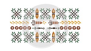 Ethnic Textile Pattern Border: Geometric Striped Design, vector design Generative AI