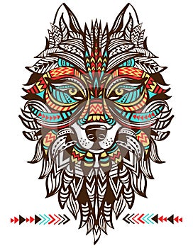 Ethnic totem of a wolf. Indian wolf.