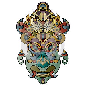 Ethnic tribal mask. Zen art. Hand-drawn.Vector illustration.