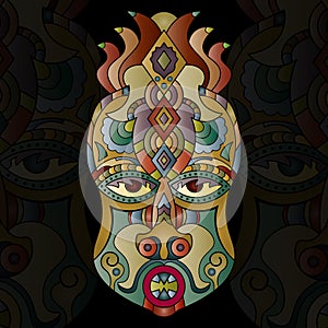 Ethnic tribal mask. Zen art. Hand-drawn.Vector illustration.