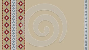 Ethnic tribal pattern background with copy space for text. Beige, red and grey colors. For banner, fliers, menu photo