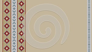 Ethnic tribal pattern background with copy space for text. Beige, red and grey colors. For banner, fliers, menu