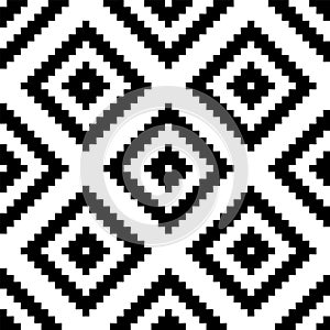 Ethnic tribal zig zag and rhombus seamless pattern. Vector illustration for beauty fashion design. Black white colors