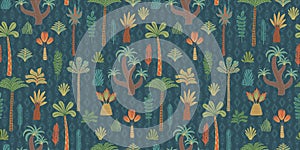 Ethnic tropical seamless pattern with palms. Modern abstract design for paper, cover, fabric, interior decor and other