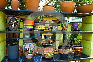 Ethnical pottery in market photo