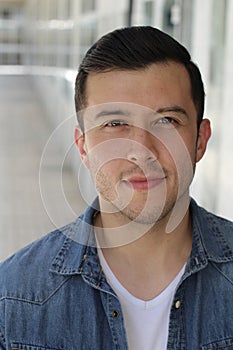 Ethnically ambiguous male close up photo