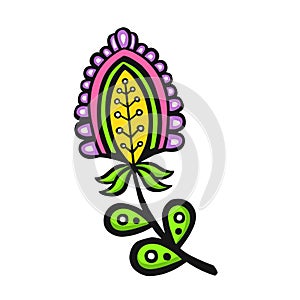 ethnically stylized bright lavender bud, vector