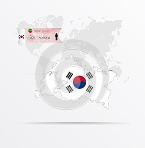 The ethnicities in Tatarstan, ethnic group Koreans ethnic groups. Map Tatarstan combined with Koreans ethnic groups flag