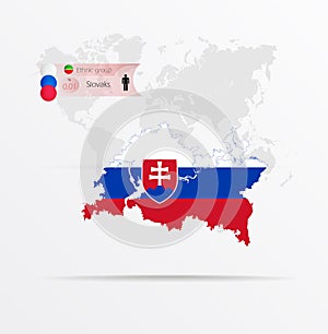 The ethnicities in Tatarstan, ethnic group Slovaks  ethnic groups. Map Tatarstan combined with Slovaks  ethnic groups flag photo