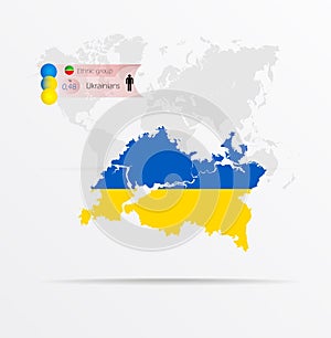 The ethnicities in Tatarstan, ethnic group Ukrainians ethnic groups. Map Tatarstan combined with Ukrainians ethnic groups flag