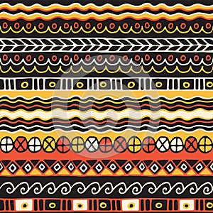 Ethnicity seamless pattern. Boho style. Ethnic wallpaper. Tribal art print. Old abstract borders background texture