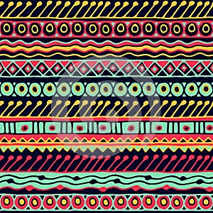 Ethnicity seamless pattern. Boho style. Ethnic wallpaper. Tribal art print. Old abstract borders background texture