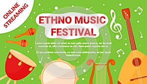 Ethno music art festival event flyer, traditional ethnic percussion instrument, folk drum