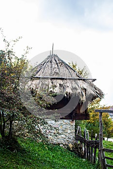 Ethno village Sirogojno in Zlatibor surroundings, Serbia. Authentic Serbian cottage