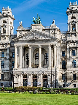 The Ethnographic Museum. Kossuth Lajos Square green lawn, Budapest